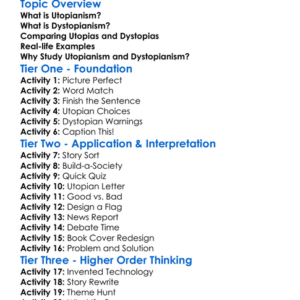 Utopianism And Dystopianism Worksheet Activity Booklet
