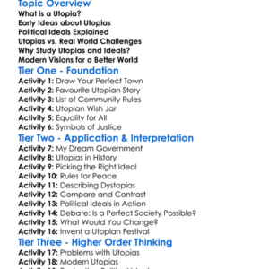 Utopias And Political Ideals Worksheet Activity Booklet