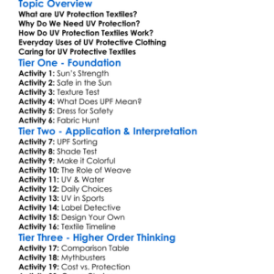 Uv Protection Textiles Worksheet Activity Booklet