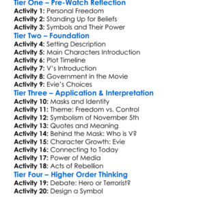 V For Vendetta 2006 Worksheet Activity Booklet