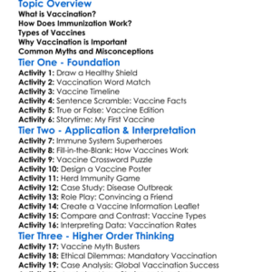 Vaccination And Immunization Worksheet Activity Booklet