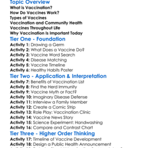 Vaccination And Its Importance Worksheet Activity Booklet
