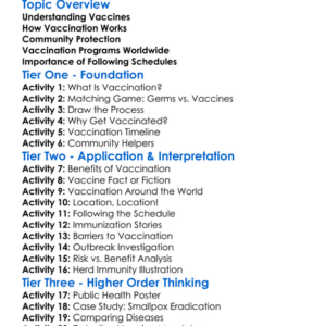 Vaccination Programs Worksheet Activity Booklet