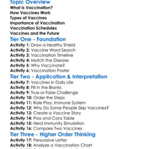 Vaccination Worksheet Activity Booklet