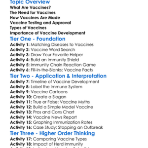 Vaccine Development Worksheet Activity Booklet