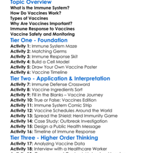 Vaccines And Immune Response Worksheet Activity Booklet