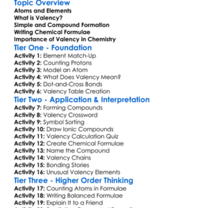 Valency And Chemical Formulae Worksheet Activity Booklet