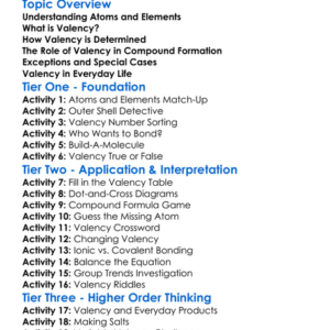 Valency Worksheet Activity Booklet