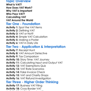 Value Added Tax Vat Principles Worksheet Activity Booklet
