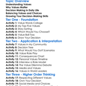 Values And Decision Making Worksheet Activity Booklet