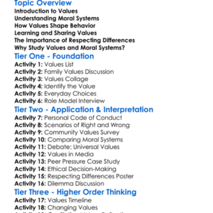 Values And Moral Systems Worksheet Activity Booklet