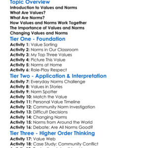 Values And Norms Worksheet Activity Booklet