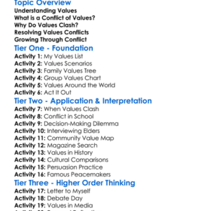 Values In Conflict Worksheet Activity Booklet