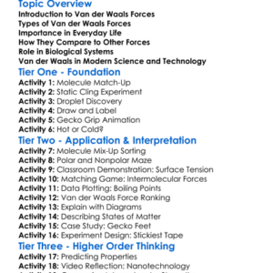 Van Der Waals Forces Worksheet Activity Booklet