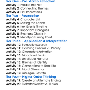 Vanilla Sky 2001 Worksheet Activity Booklet