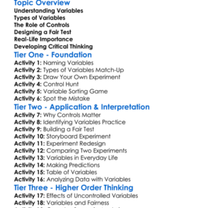 Variables And Controls Worksheet Activity Booklet