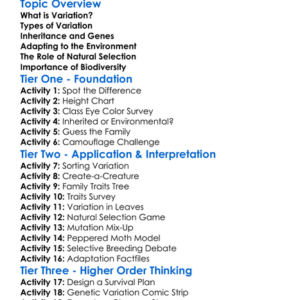 Variation And Natural Selection Worksheet Activity Booklet