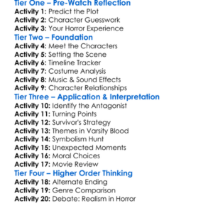 Varsity Blood 2014 Worksheet Activity Booklet