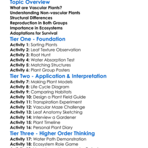 Vascular And Non-Vascular Plants Worksheet Activity Booklet