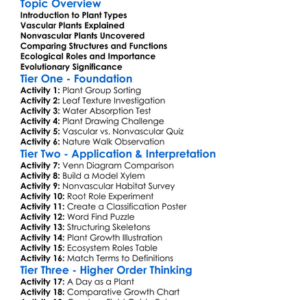 Vascular And Nonvascular Plants Worksheet Activity Booklet