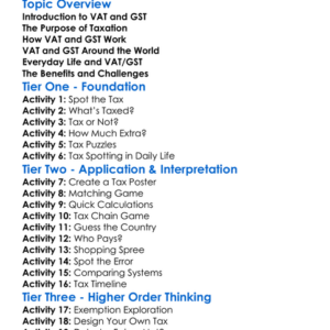 Vat And Gst Principles Worksheet Activity Booklet