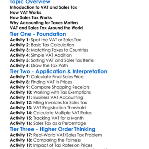 Vat And Sales Tax Accounting Worksheet Activity Booklet