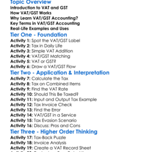 Vatgst Accounting Worksheet Activity Booklet