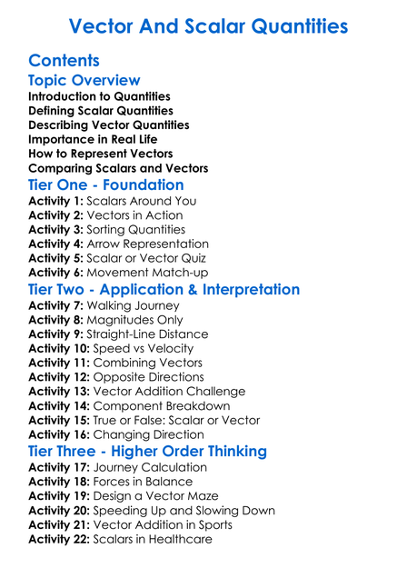 Vector And Scalar Quantities Worksheet Activity Booklet