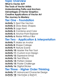 Vector Art Creation Worksheet Activity Booklet