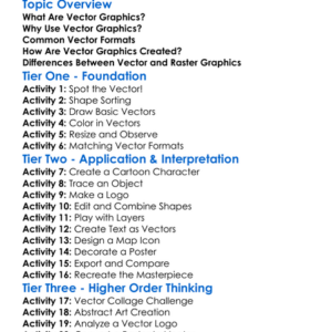 Vector Graphics Basics Worksheet Activity Booklet