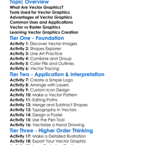 Vector Graphics Creation Worksheet Activity Booklet