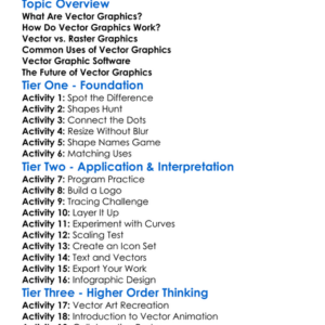 Vector Graphics Worksheet Activity Booklet