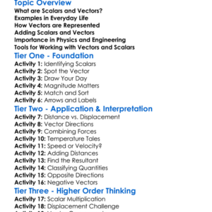 Vectors And Scalars Worksheet Activity Booklet