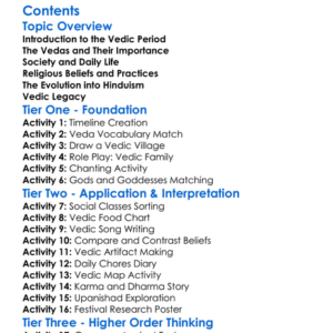 Vedic Period And The Origins Of Hinduism Worksheet Activity Booklet