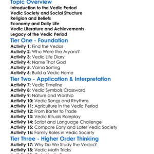 Vedic Period In India Worksheet Activity Booklet