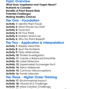 Vegetarian And Vegan Nutrition Worksheet Activity Booklet