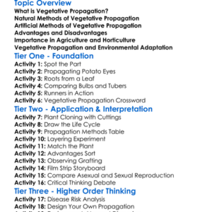 Vegetative Propagation Worksheet Activity Booklet