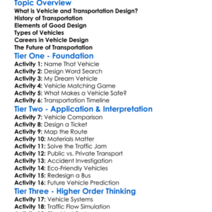 Vehicle And Transportation Design Worksheet Activity Booklet