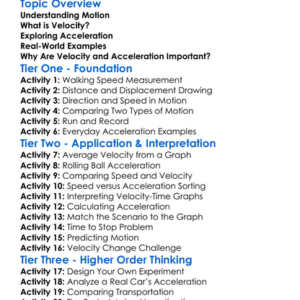 Velocity And Acceleration Worksheet Activity Booklet