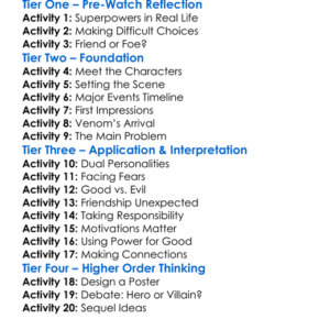 Venom 2018 Worksheet Activity Booklet
