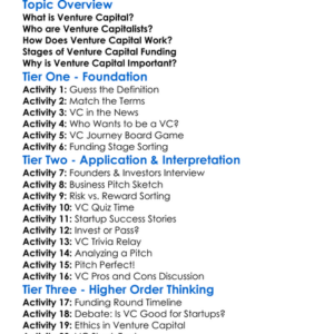 Venture Capital Basics Worksheet Activity Booklet
