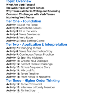 Verb Tenses Worksheet Activity Booklet