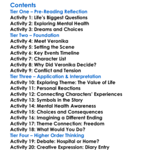 Veronika Decides To Die Paulo Coelho Worksheet Activity Booklet