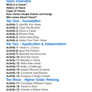 Verse Worksheet Activity Booklet