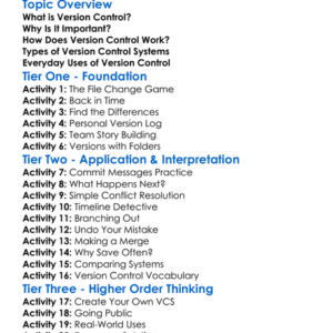 Version Control Worksheet Activity Booklet