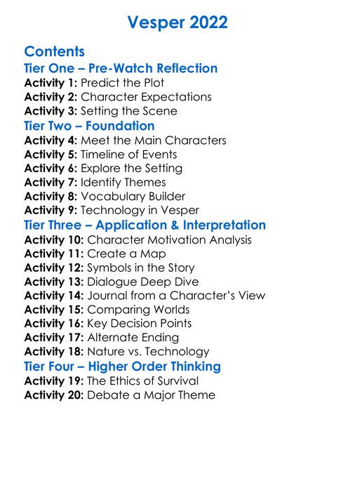 Vesper 2022 Worksheet Activity Booklet