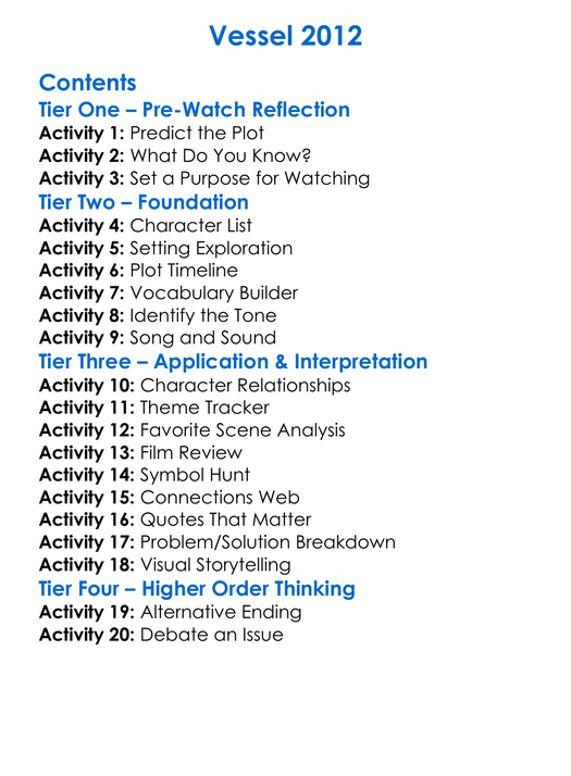 Vessel 2012 Worksheet Activity Booklet