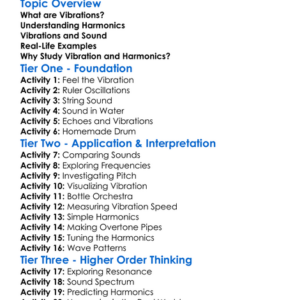 Vibration And Harmonics Worksheet Activity Booklet