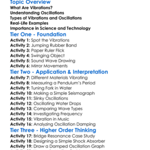 Vibration And Oscillations Worksheet Activity Booklet