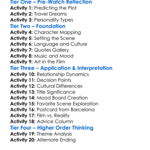 Vicky Cristina Barcelona 2008 Worksheet Activity Booklet